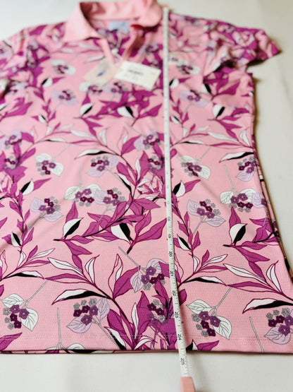 Sport Haley Women's Golf Shirt Pink Floral Top Sz S.   (B.77)