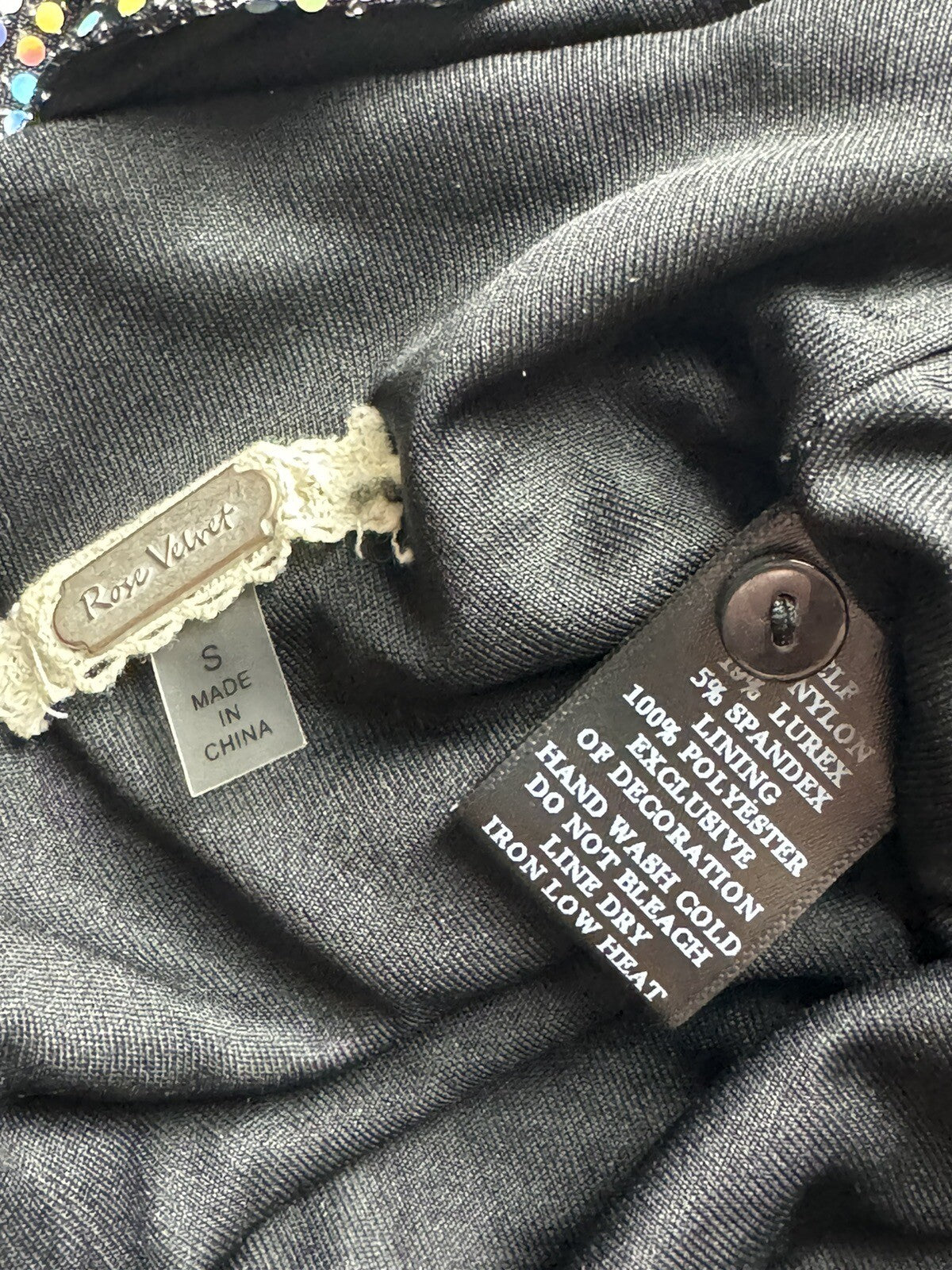 Rose Velvet Women’s Silver Sequins Sz S  (71)