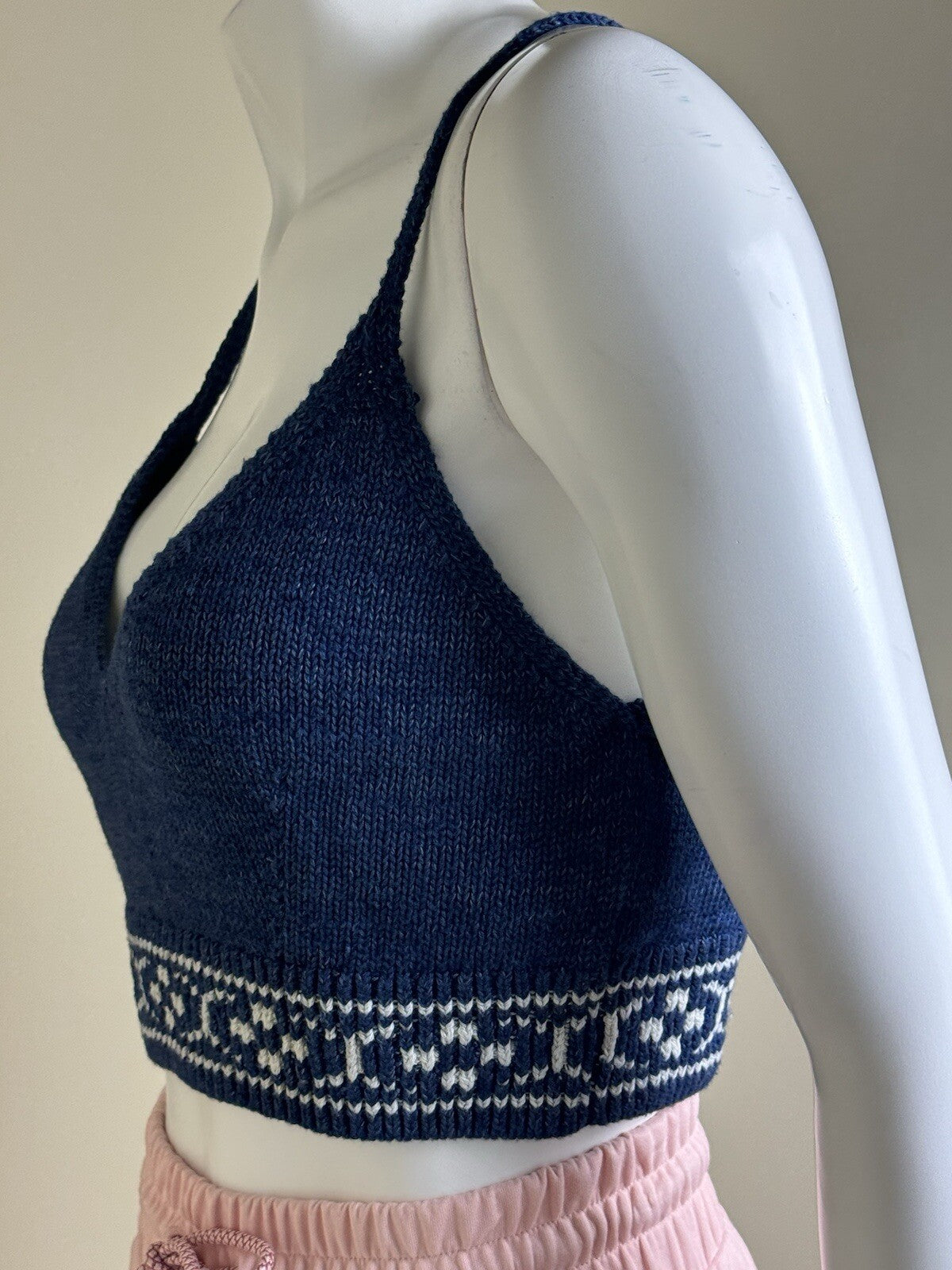 $148 POLO RALPH LAURE Knit Bra Top Navy Sz L  (B.104)