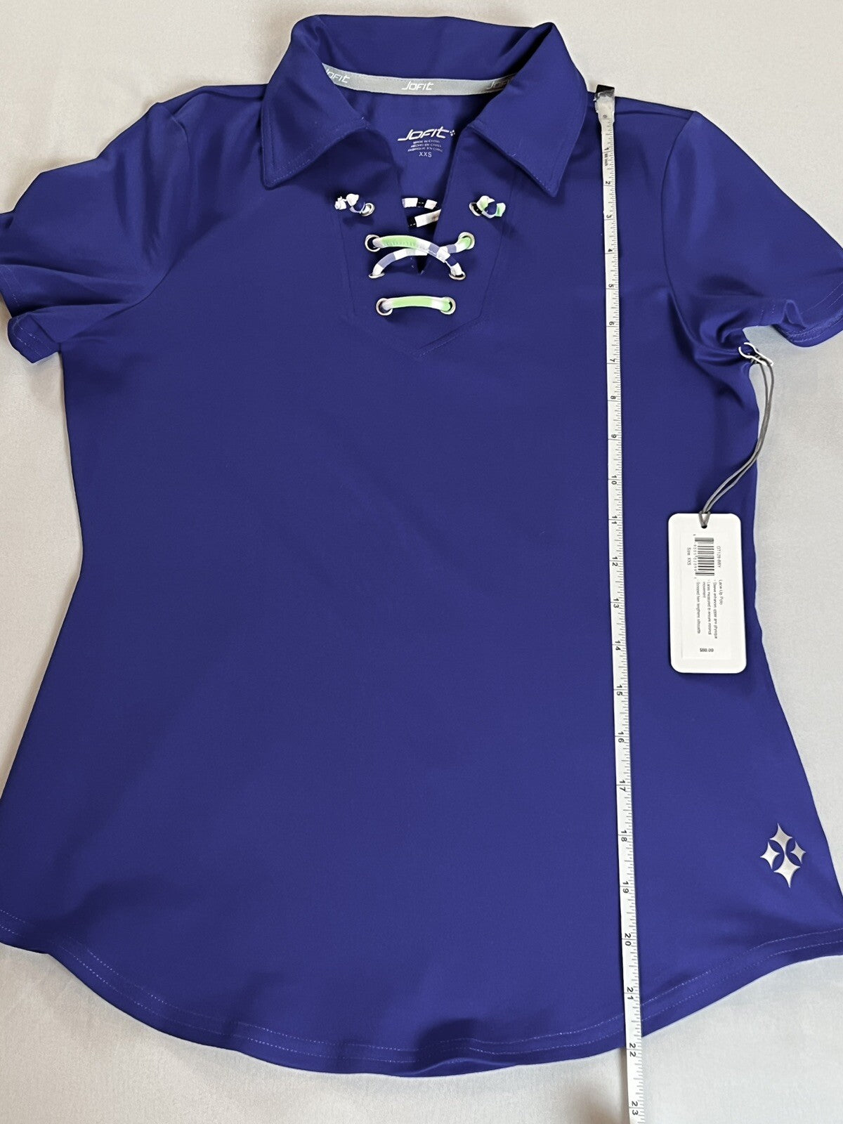JOFIT WOMEN'S Top Blue GOLF Lace Up SHIRT SZ XXS (16)
