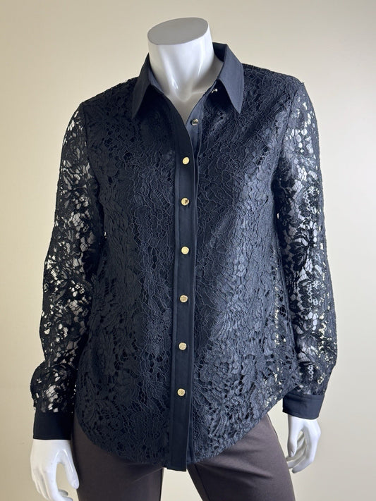 $89 Anne Klein Women’s Lace Long Sleeve Shirt Sz S.   (B.141)