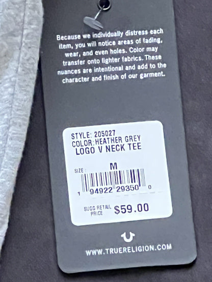 True Religion Women's S T-Shirt Gray Sz M