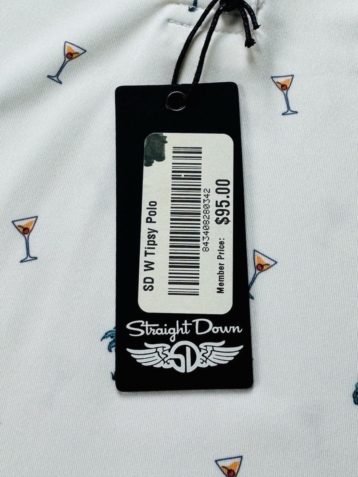 Straight Down Women's Martinis / Palms Print Golf shirt Sz S.  (B.134)