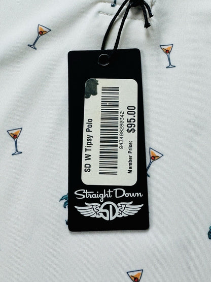 Straight Down Women's Martinis / Palms Print Golf shirt Sz S.  (B.134)