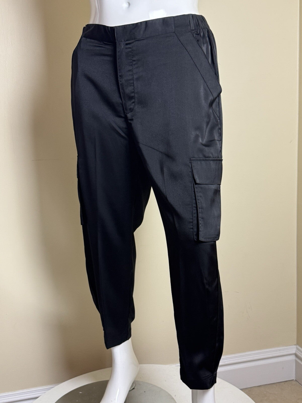 RM Rebecca Minkoff Silky Satin Cargo pants Sz XLP.   (B.138)