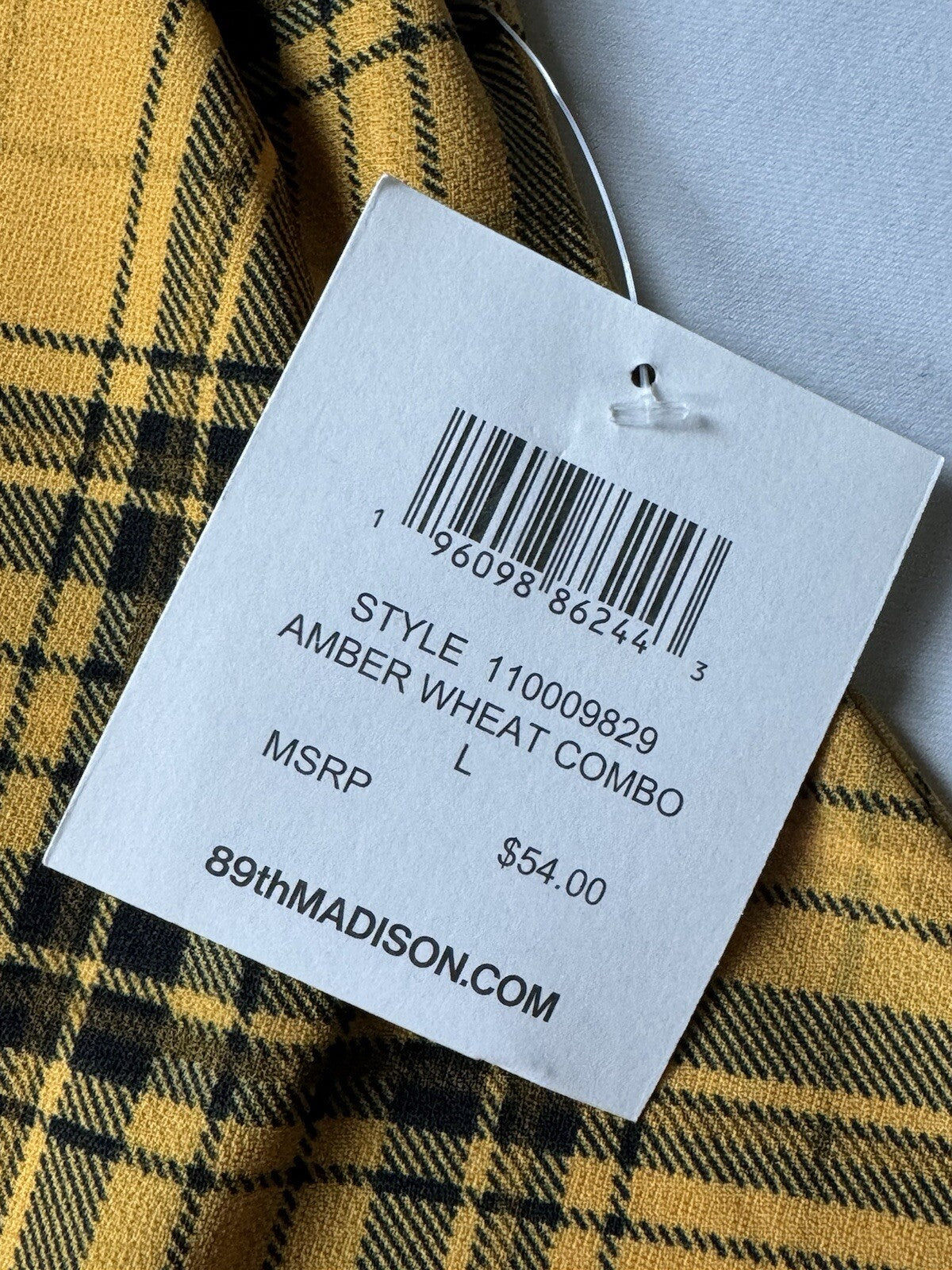 89th + Madison Women's Plaid Yellow Blouse Size L. (B.92)
