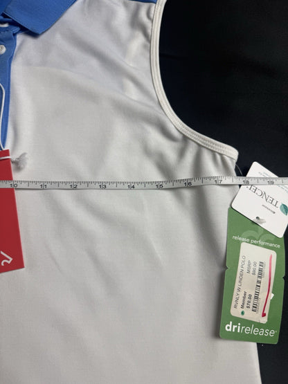 Redvanly Women’s Polo Shirt White w/blue Sz L.    (B.159)