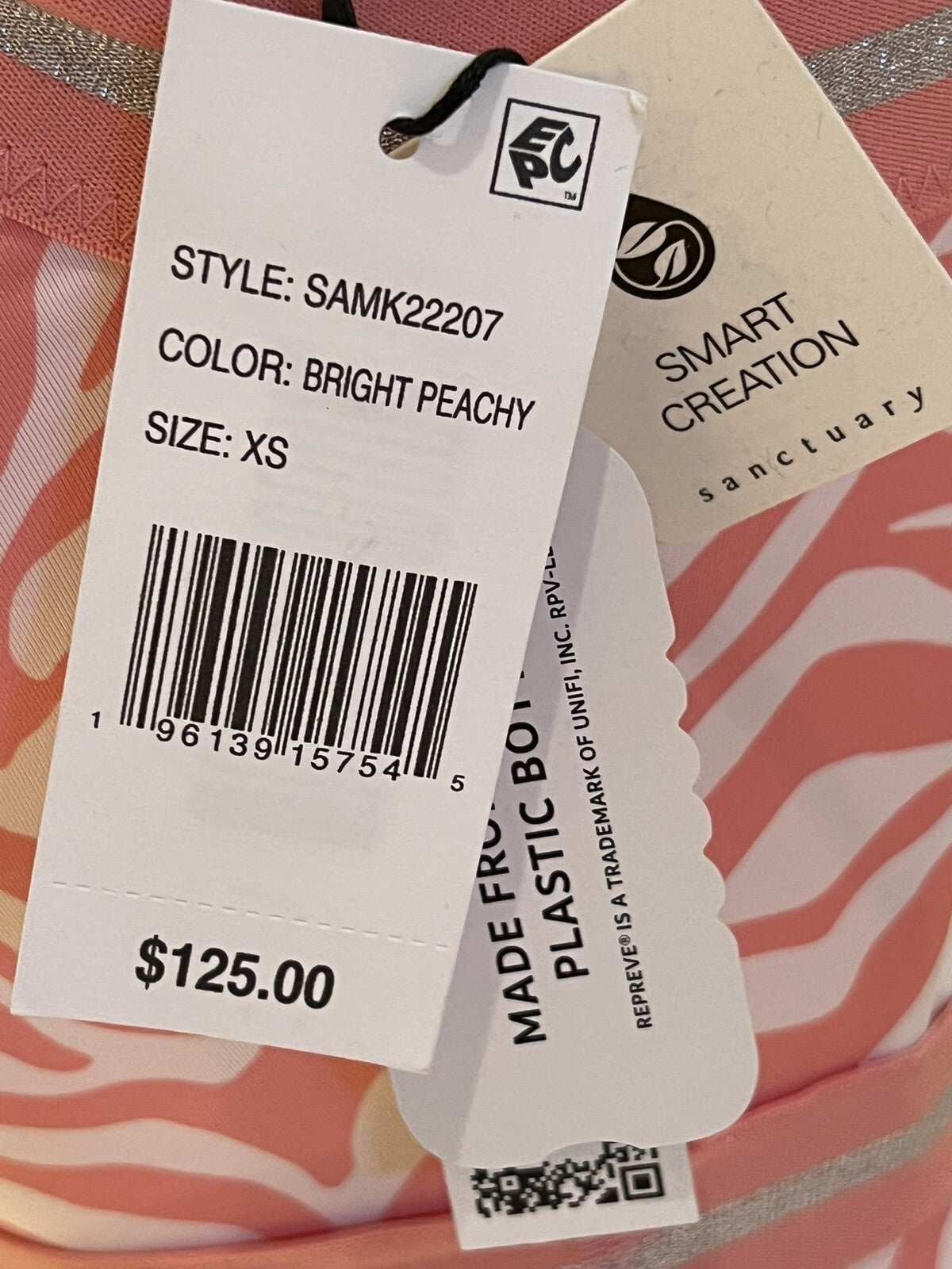 SANCTUARY One Piece Swimsuit Peach White Zebra Print Women’s XS