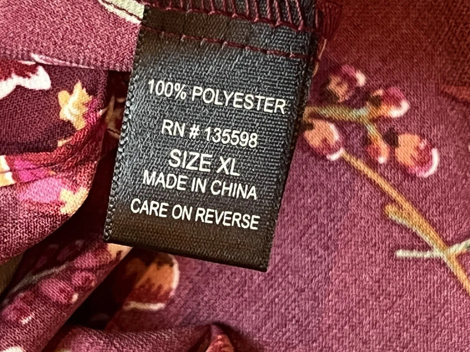 Liberty Love Burgundy Floral Long Sleeve Dress Women’s Sz XL