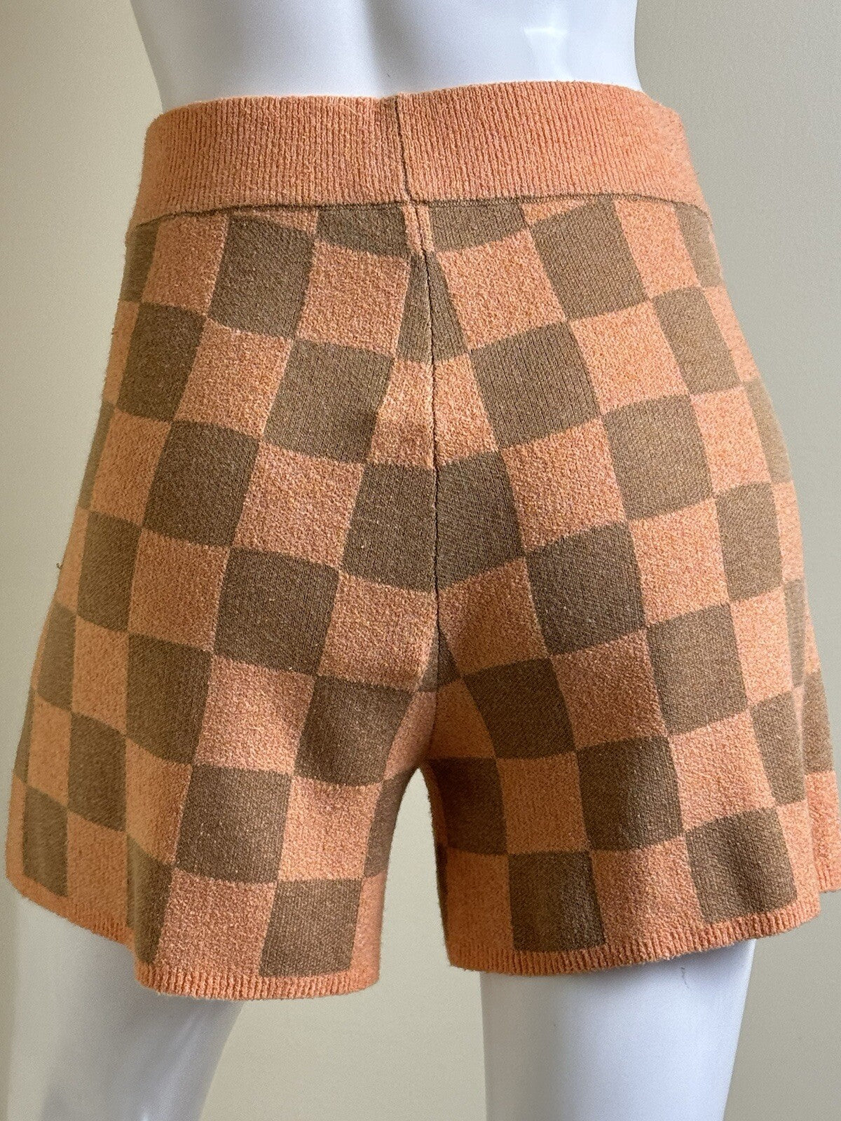 $118 UGG Women’s Maliah Sweater Shorts Orange Brown Checked Sz S.        (B.103)