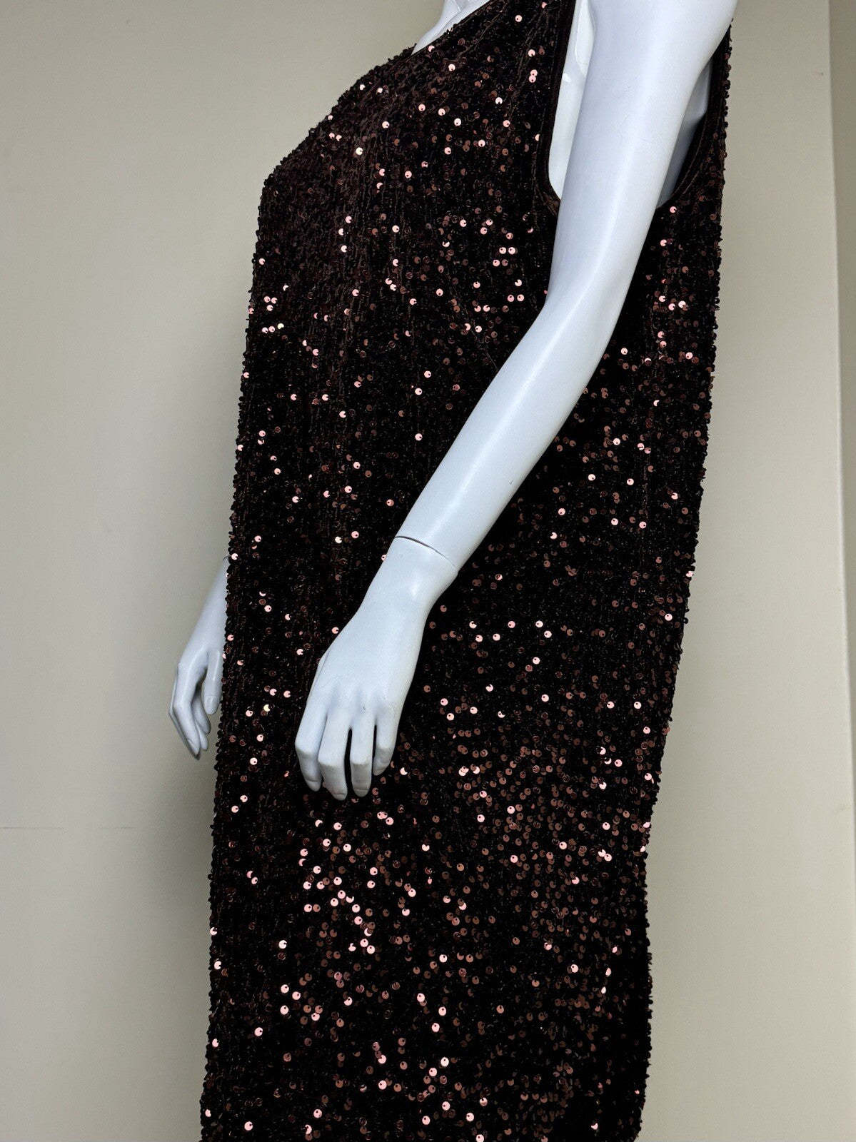 Nina Leonard Brown Sequined Sheath Dress Sz 3X.  (B.96)