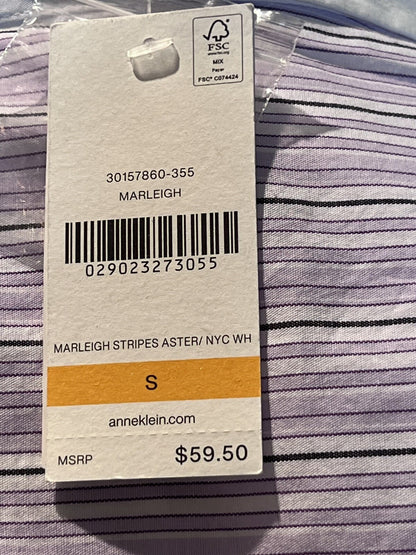 Anne Klein Womens size S top striped Marleigh tie hem shirt blouse