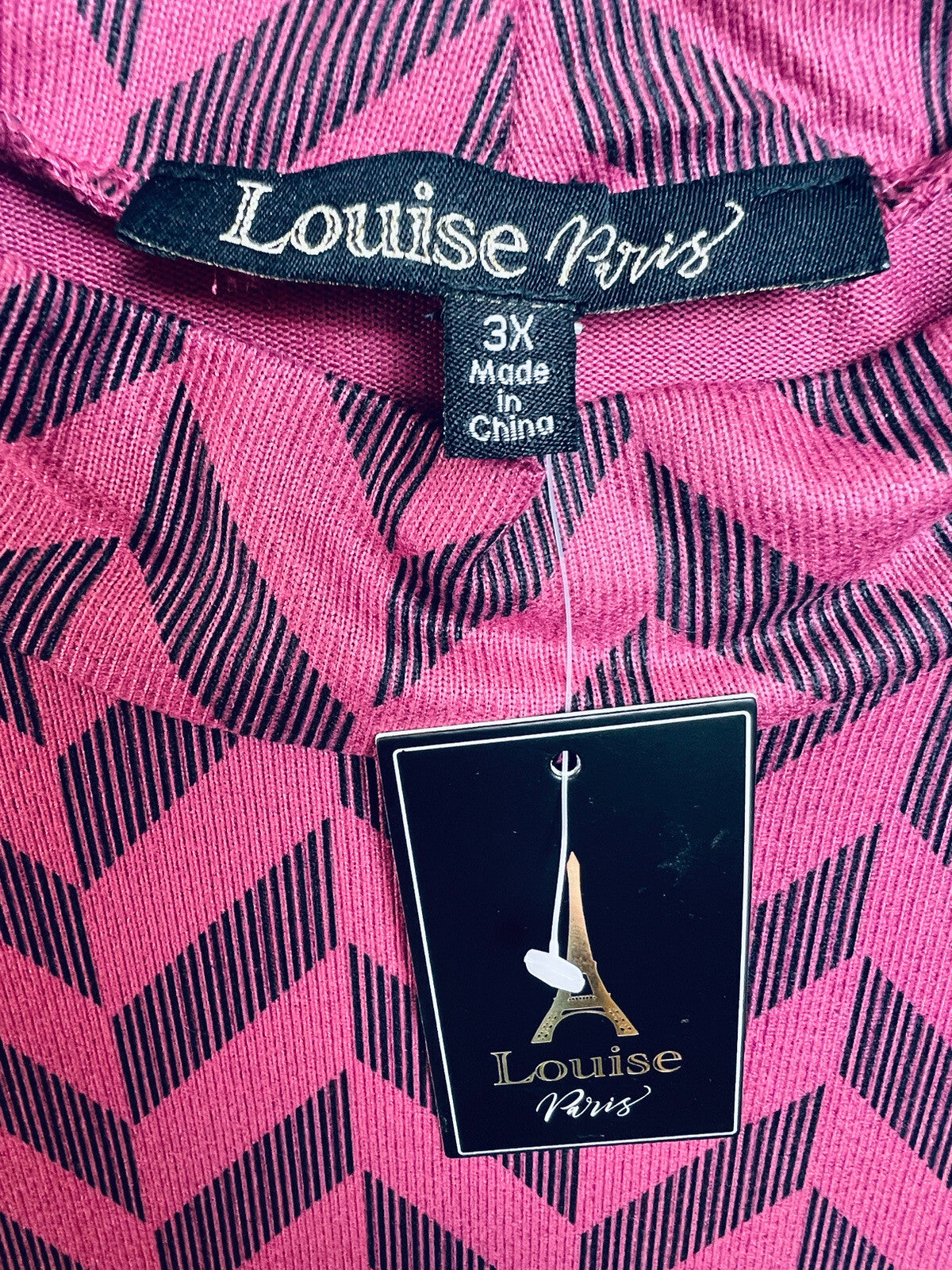 Louise Paris Women’s Blouse Pink with Navy Size 3X Top