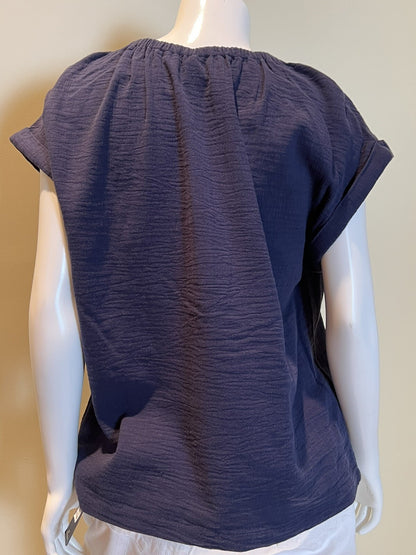 Anne Klein Women’s Blouse Navy Size M Top (B.09)