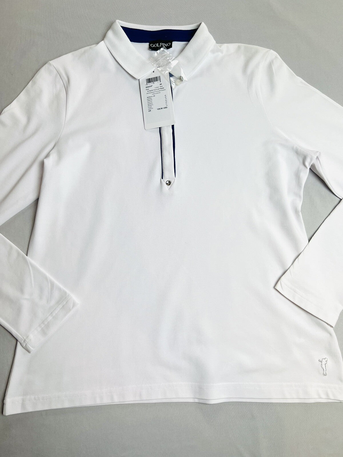GOLFINO Women's Golf Shirt Long Sleeve White Size 14