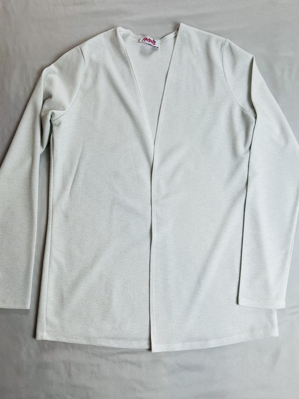 MADRAG Women's Long Sleeve Open Front Cardigan White Sz M