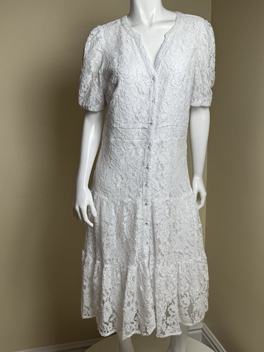 $168 NANETTE LEPORE Lace White Dress Sz 14   (B.169)