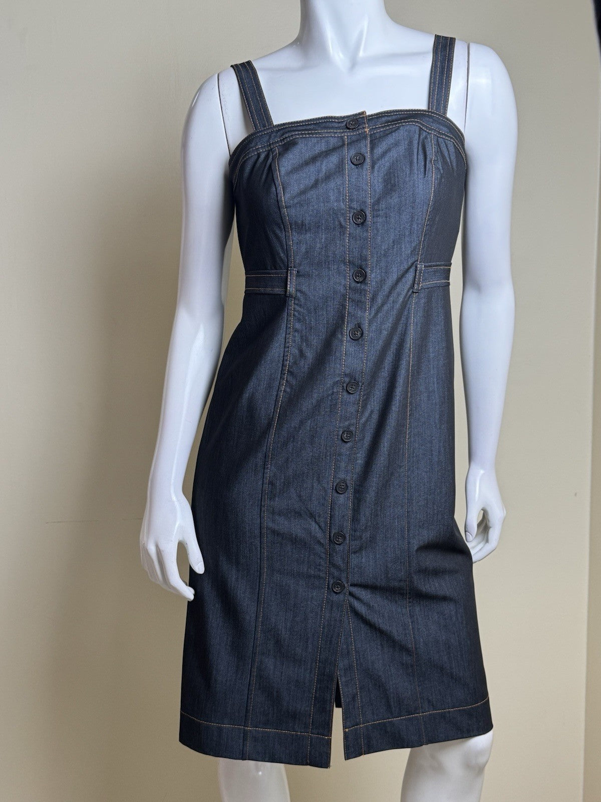 $139 Calvin Klein Blue Denim Dress Adjustable Sz 10P.   (B.175)