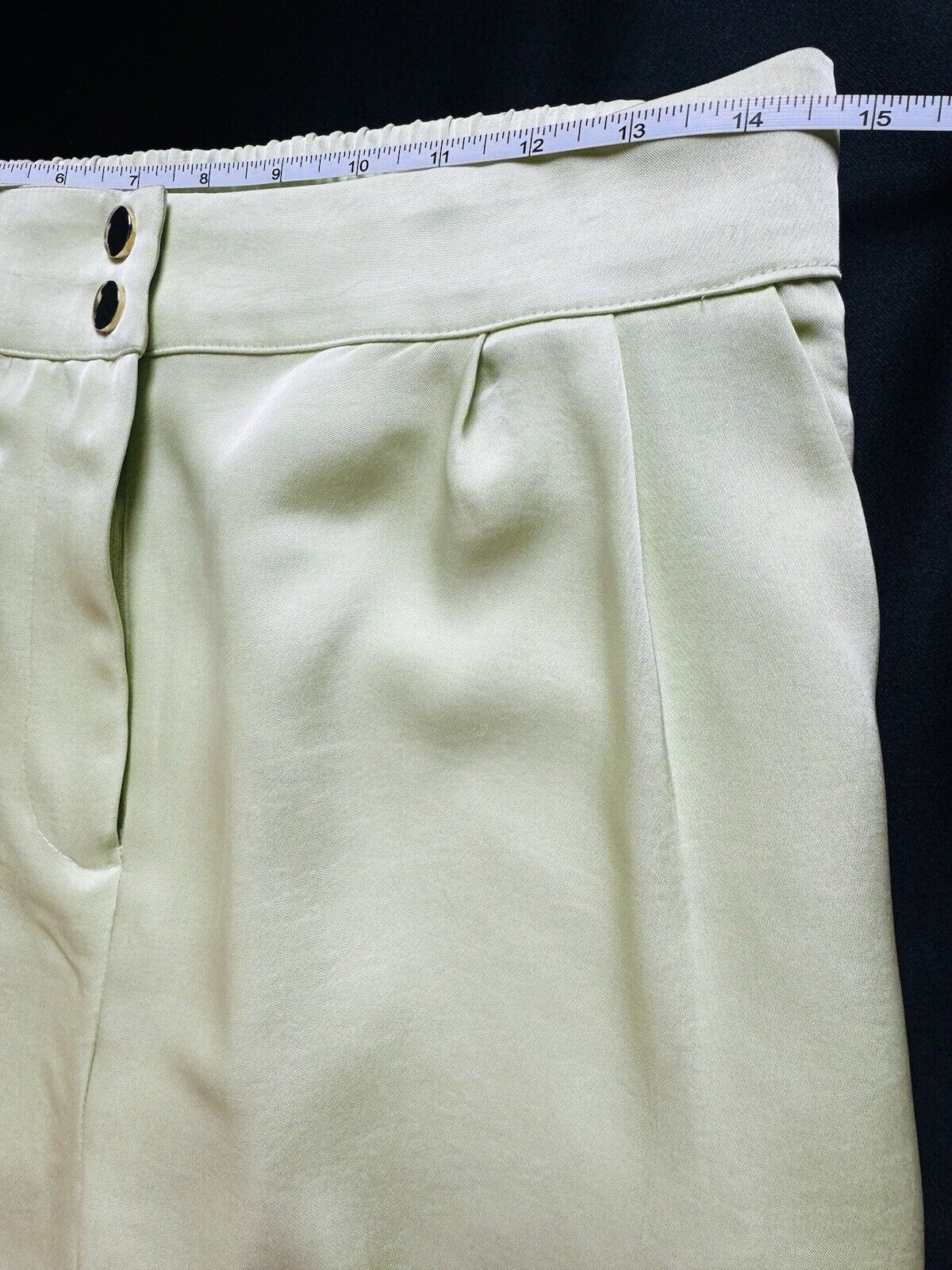 House Of Harlow SATIN Green Size M PANTS WIDE LEG POCKETS. (B.86))