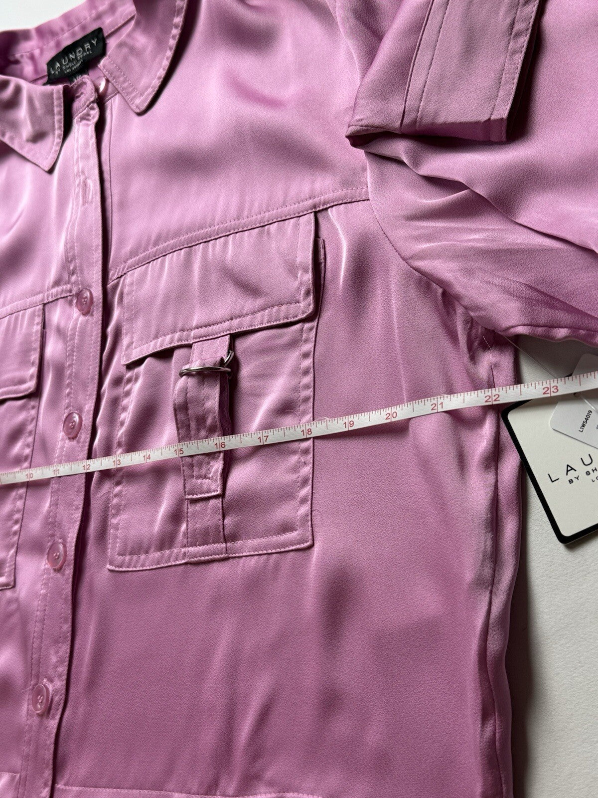 $129 Laundry by Shelli Segal Women’s Satin Feel Blouse Pink Sz L. (B.66)