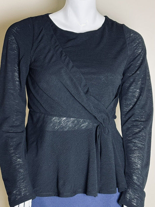 Donna Karan LONG SLEEVE Blouse Black Sz L.      (67)