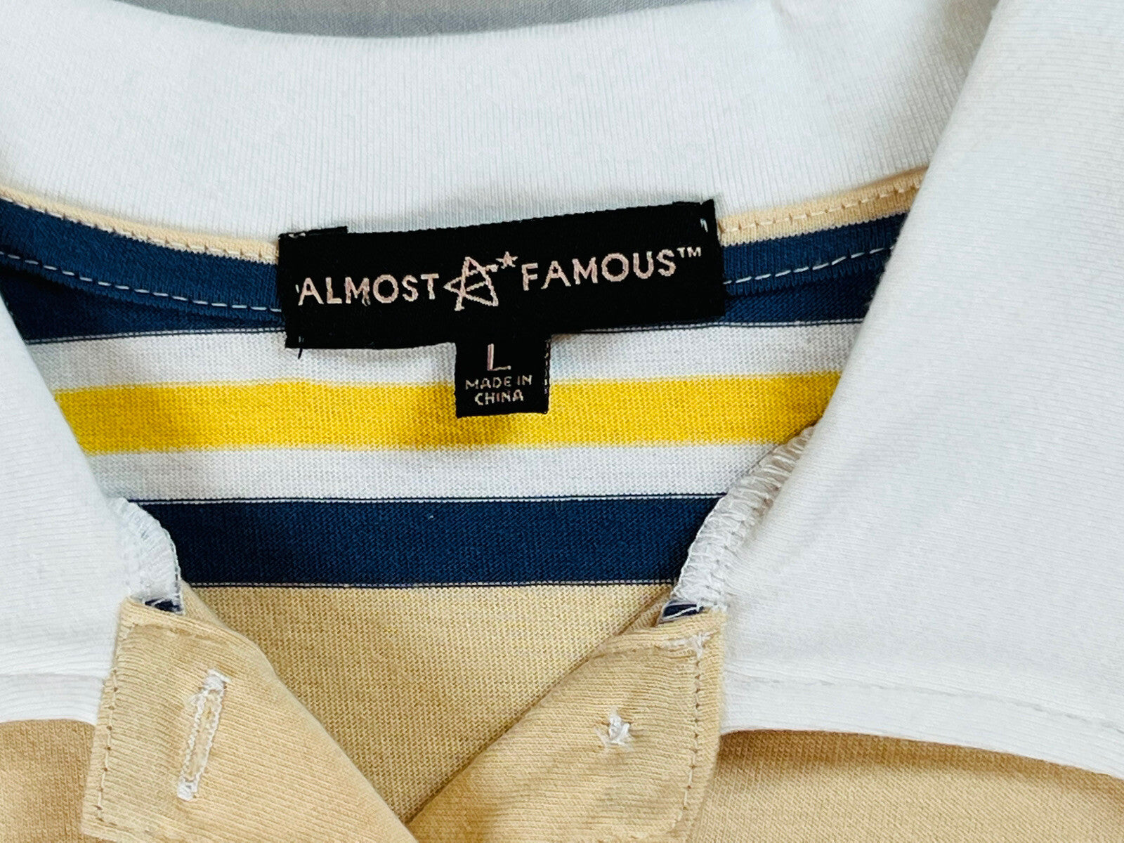 Almost Famous Women’s Long Sleeve Shirt Sz L Stripes Multicolor