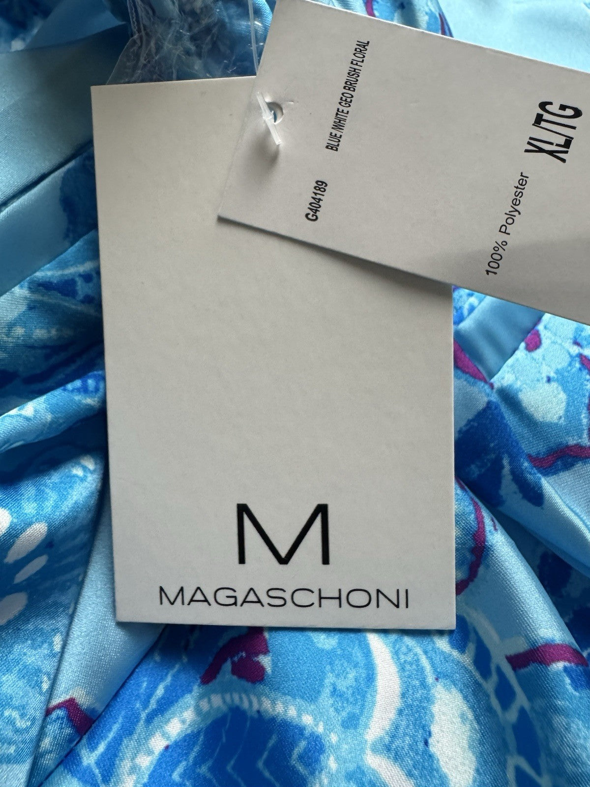 $68 Magaschoni Trousers Blue Floral Sz XL.  (B.159)