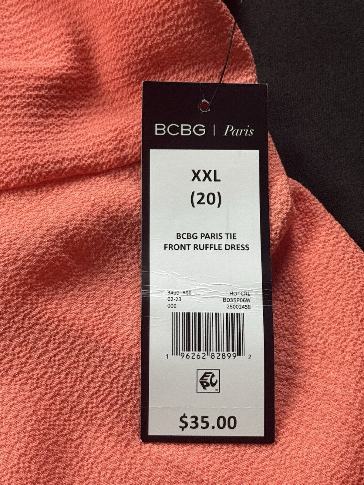 $35 BCBG Paris Women's Ruffle Long Orange Dress Size 2XL     (B.177)