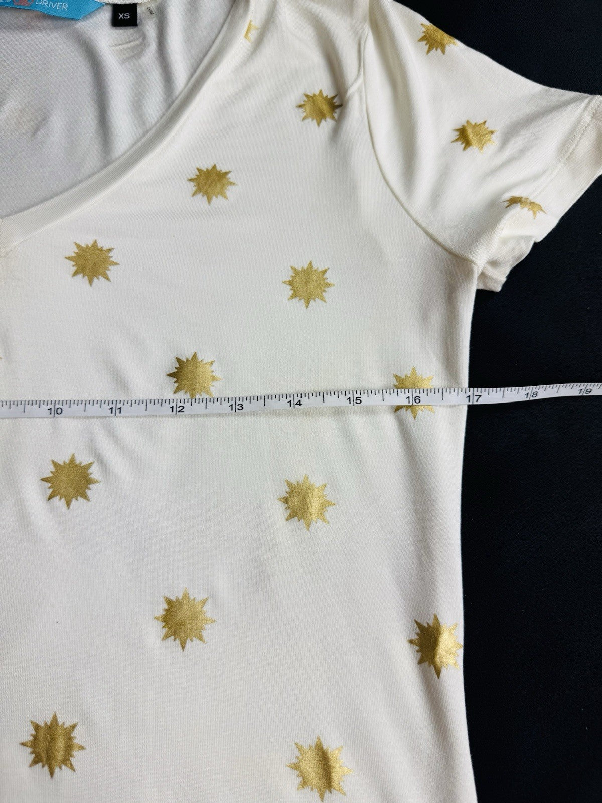 Lizzie Driver Golf T Shirt Stars Printed Size XS.   (B.175)