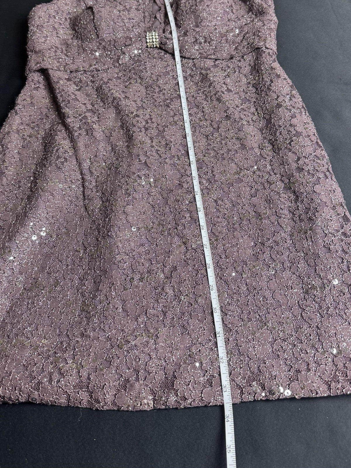 NW Nightway Women's Sequined Lace Cocktail Dress Sz 8P     (B.96)