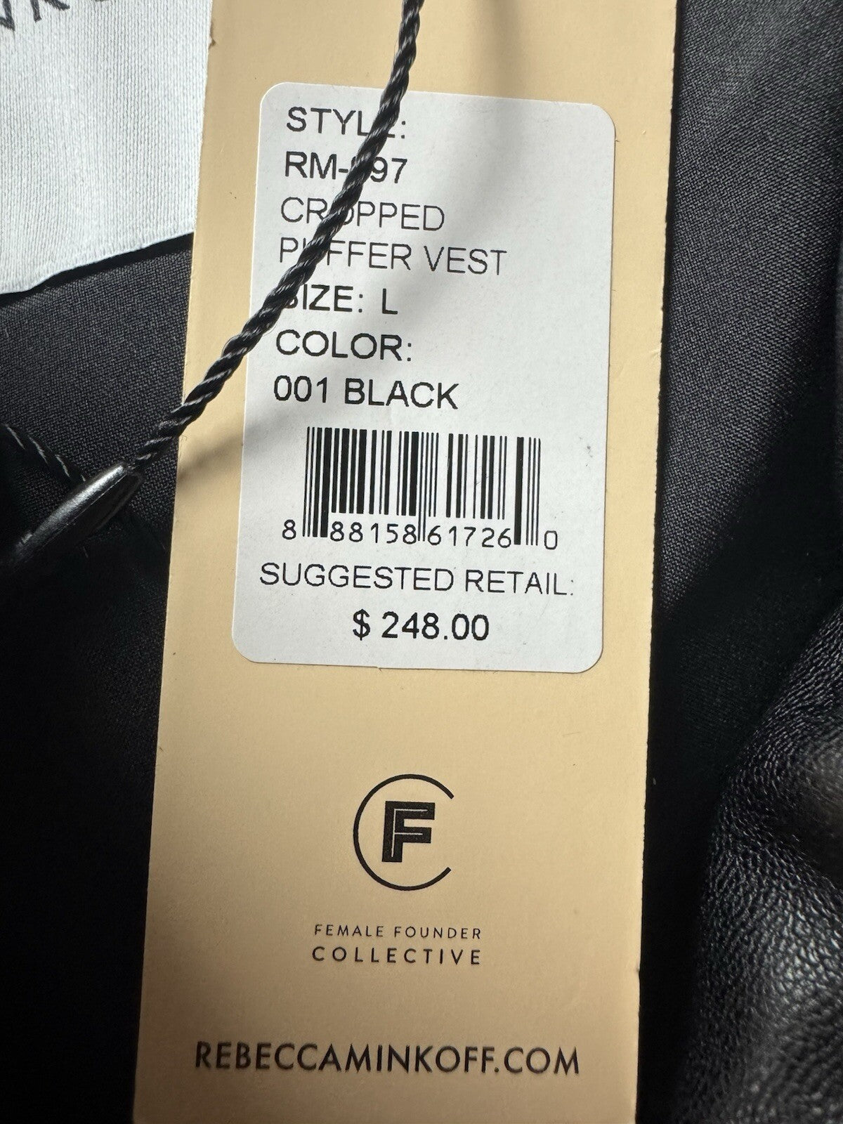 $248 Rebecca Minkoff Women's Mock Neck Cropped Puffer Vest Sz L. (B.123)