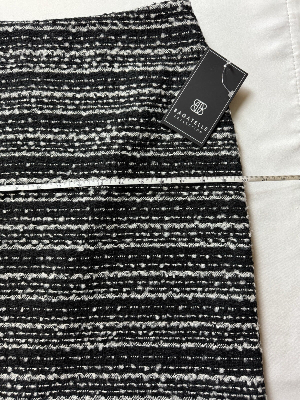Bagatelle Tweed Pencil Skirt Wool Blend Size M Black White