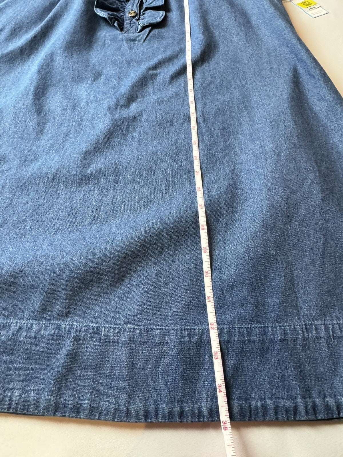 Draper James Rsvp Dress Denim Long Sleeve Button Ruffle Pockets Sz S  (56)