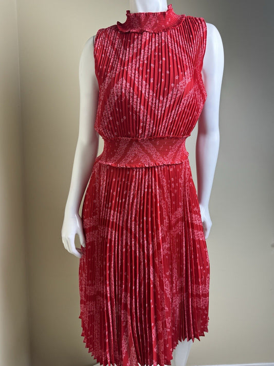 $148 NANETTE LEPORE Red Ruffled Dress Sz 10 (B.94)
