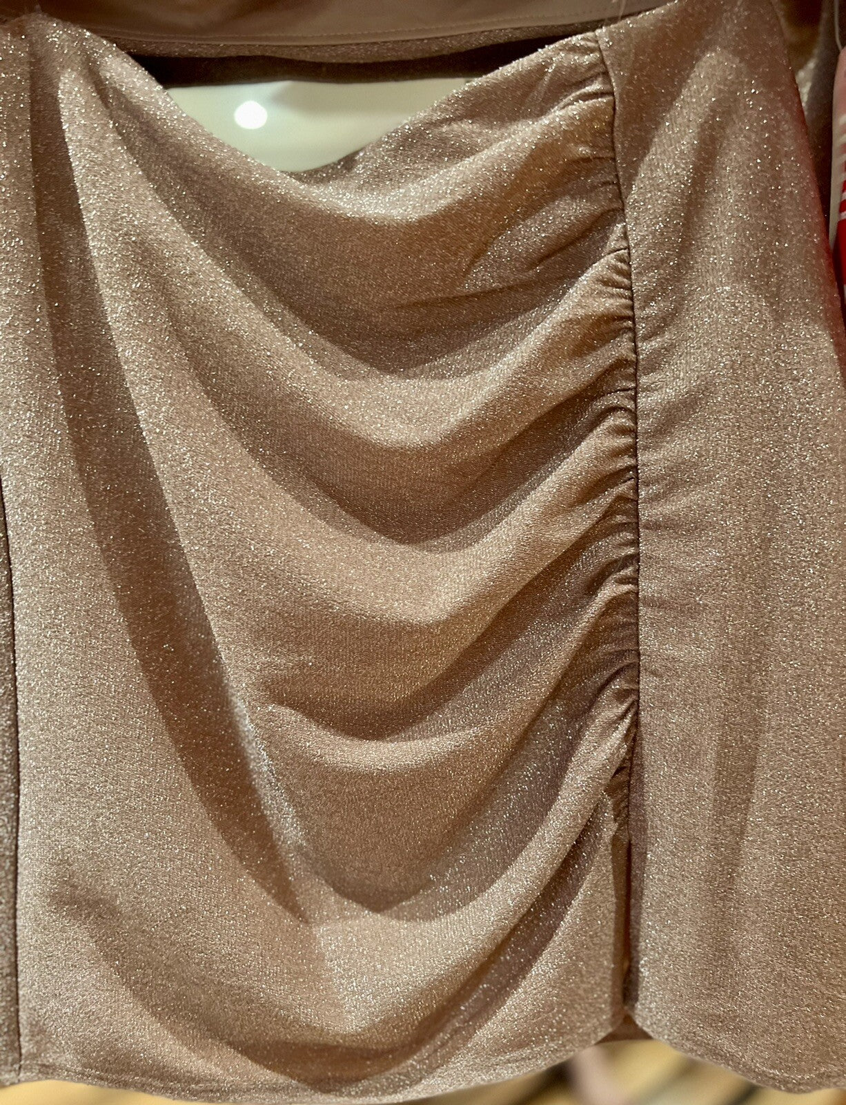 Crystal Doll Women’s 2 Piece Long Sleeve Top Skirt Sparkly Silver-Gold Size L