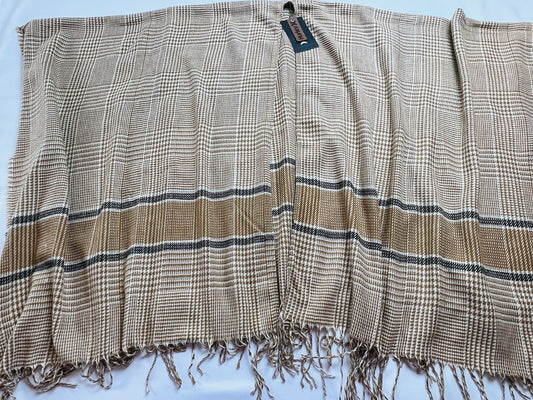 Hurley Women's Plaid Shawls Open Front Poncho Beige