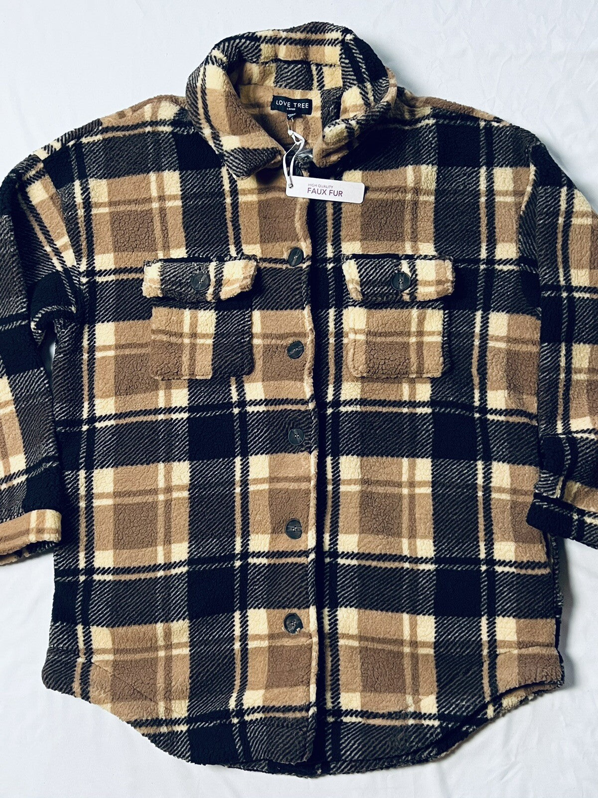Love Tree Women's Plaid Jacket Long Sleeve Shirt Sz L