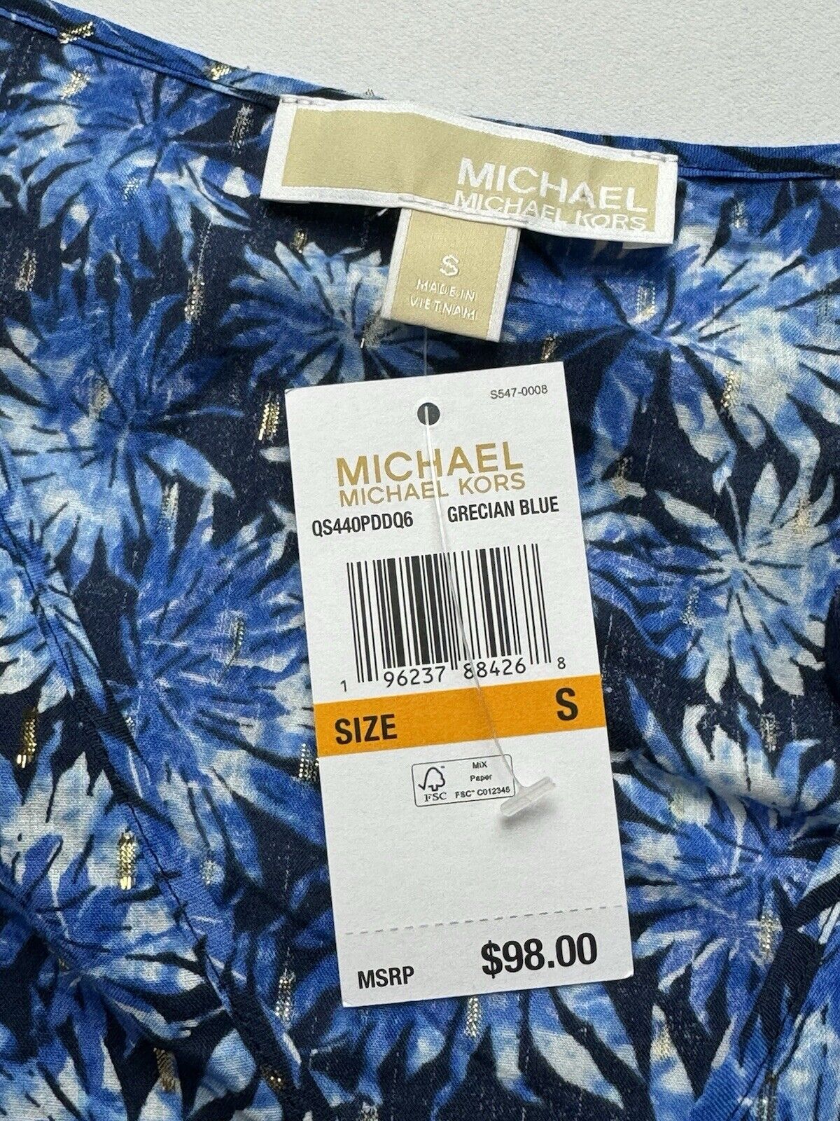 $98 Michael Kors Women’s Top Blue Blouse Sz S.  (B.53)