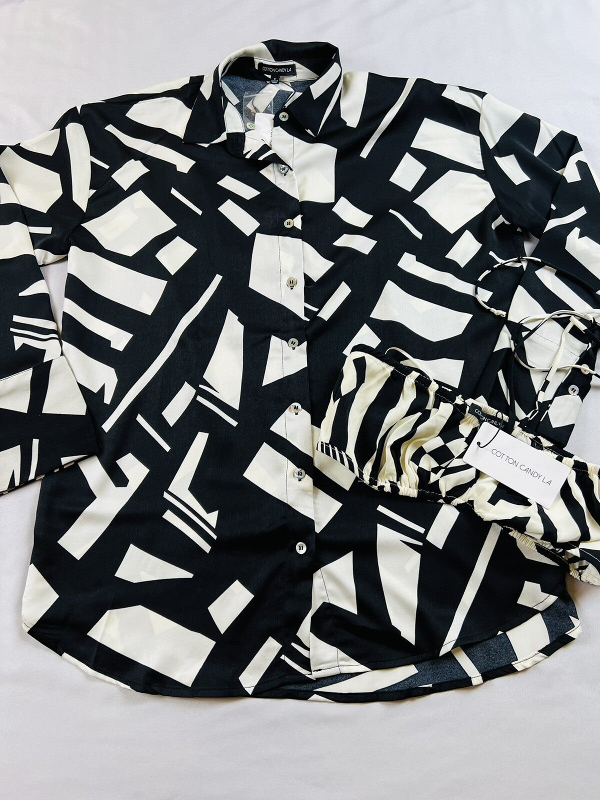 COTTON CANDY Women’s 2Pc Set Long Sleeve Shirt Sz S with Inside Top Sz M