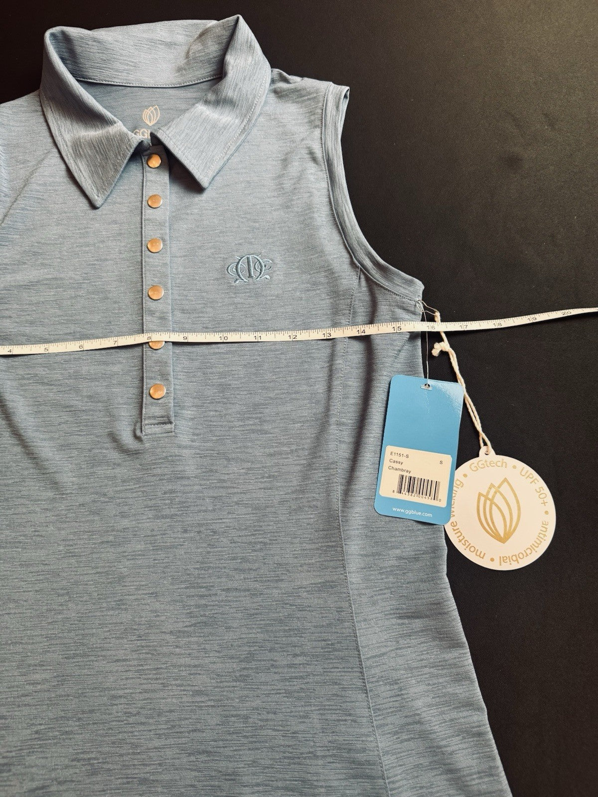 GG Blue Women's Golf Polo Shirt Sz S. (B.163)