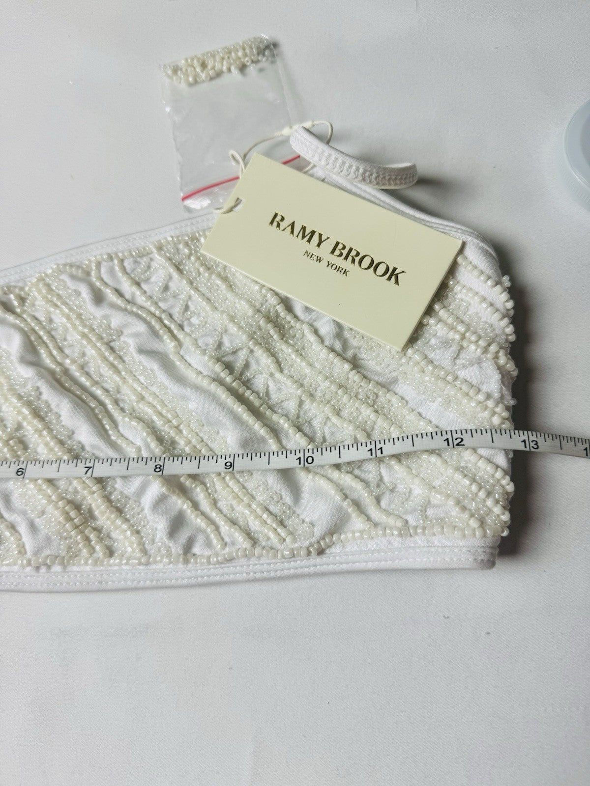 $238 Ramy Brook Jamie Asymmetric One Piece Beaded Swimsuit Sz S.  (B.151/1)