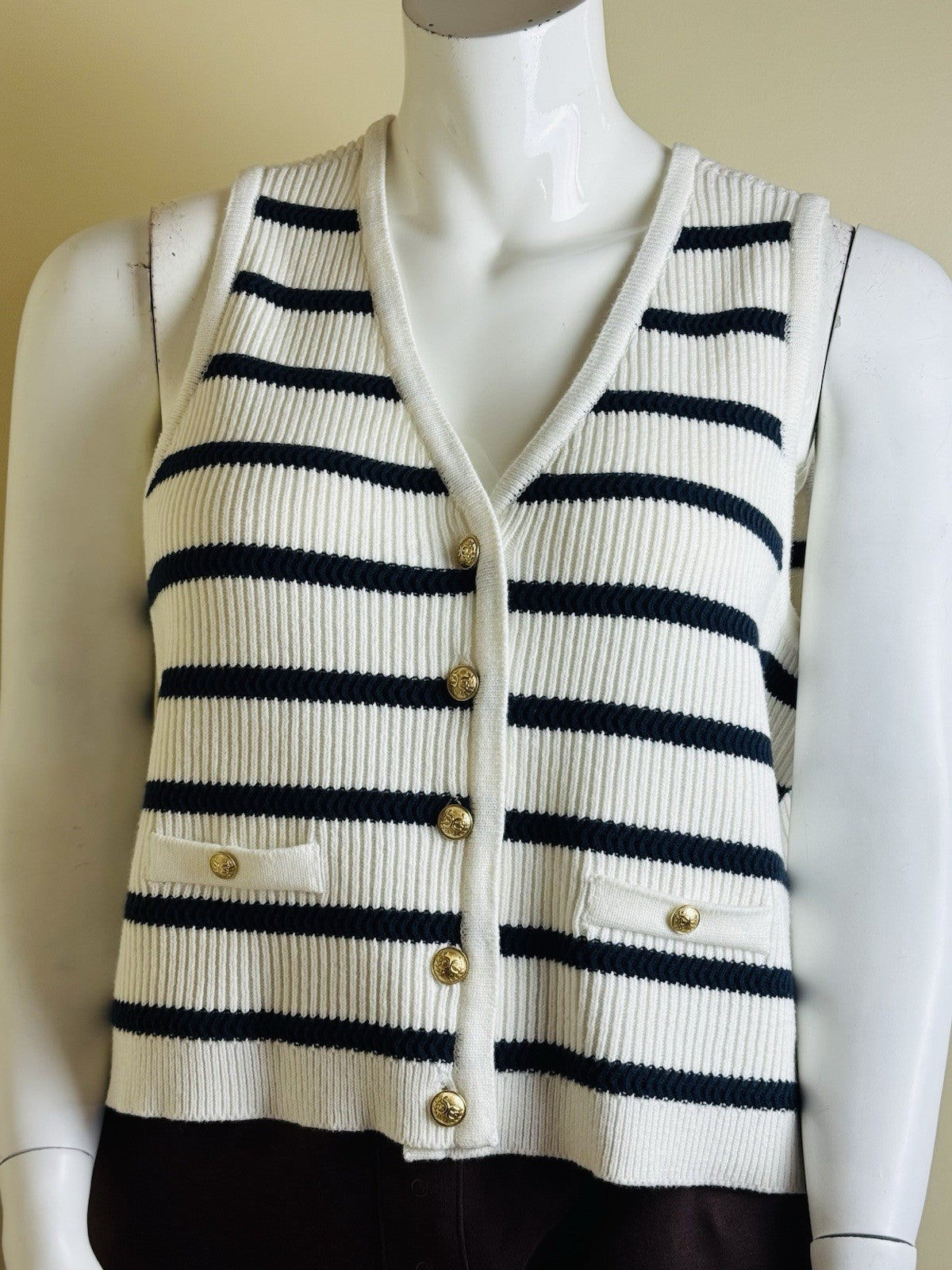 $89 Sam Edelman Women's Stripes Sweater Vest Sz XL.     (B.191)