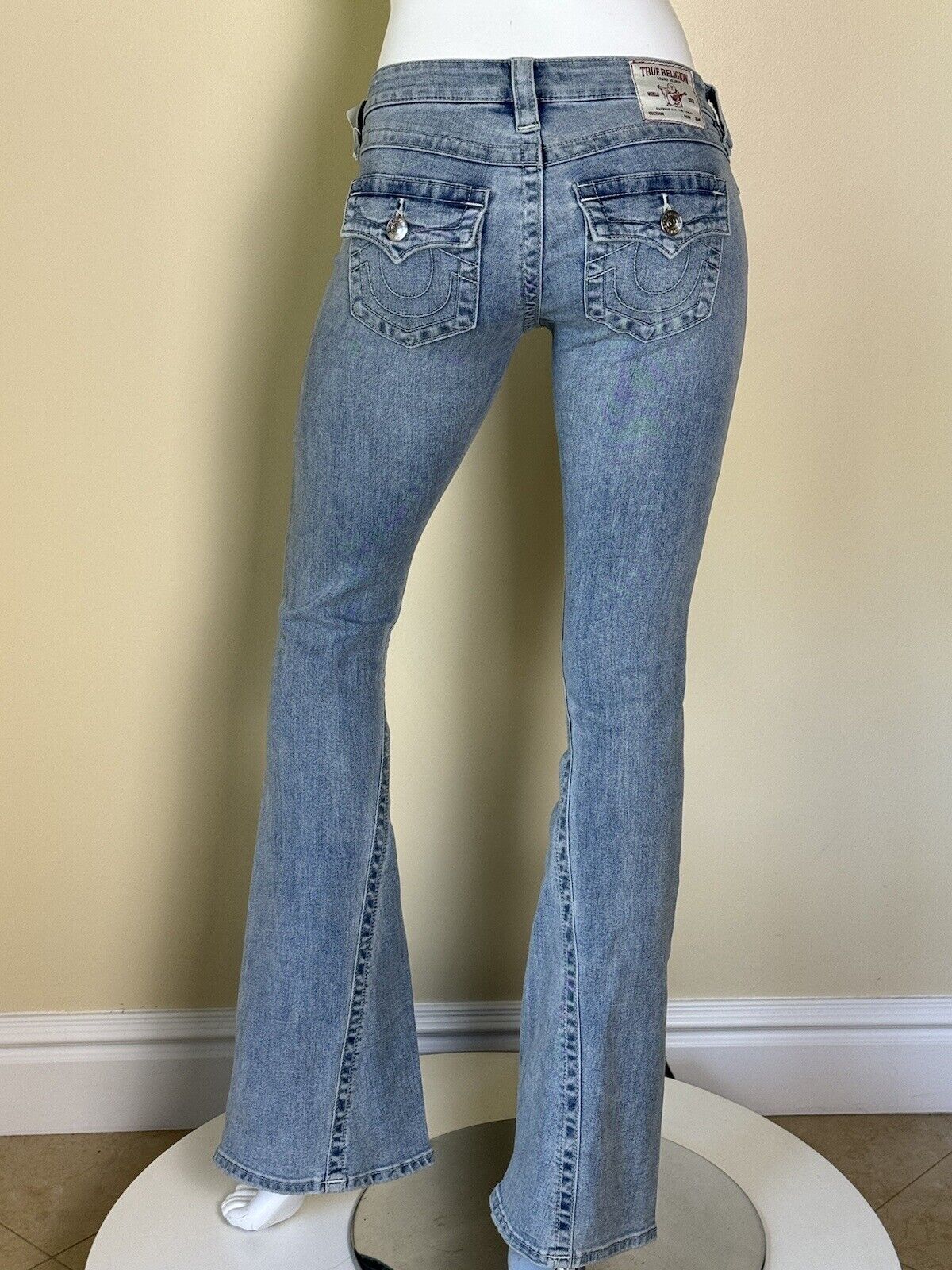 True Religion Joey Womens Jeans Wide Leg Medium Wash Low Rise Sz 24.  (50)