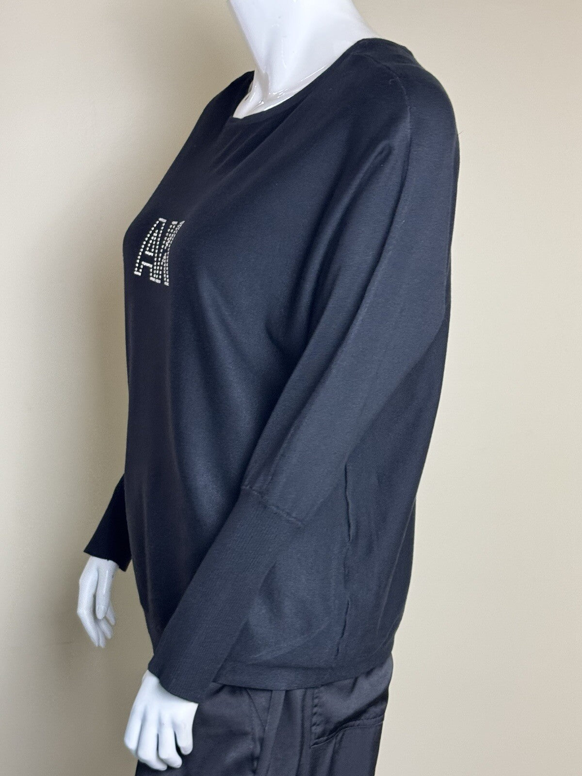 $99 ANNE KLEIN Women’s Rhinestone Logo Sweater Sz XL    (B.136)