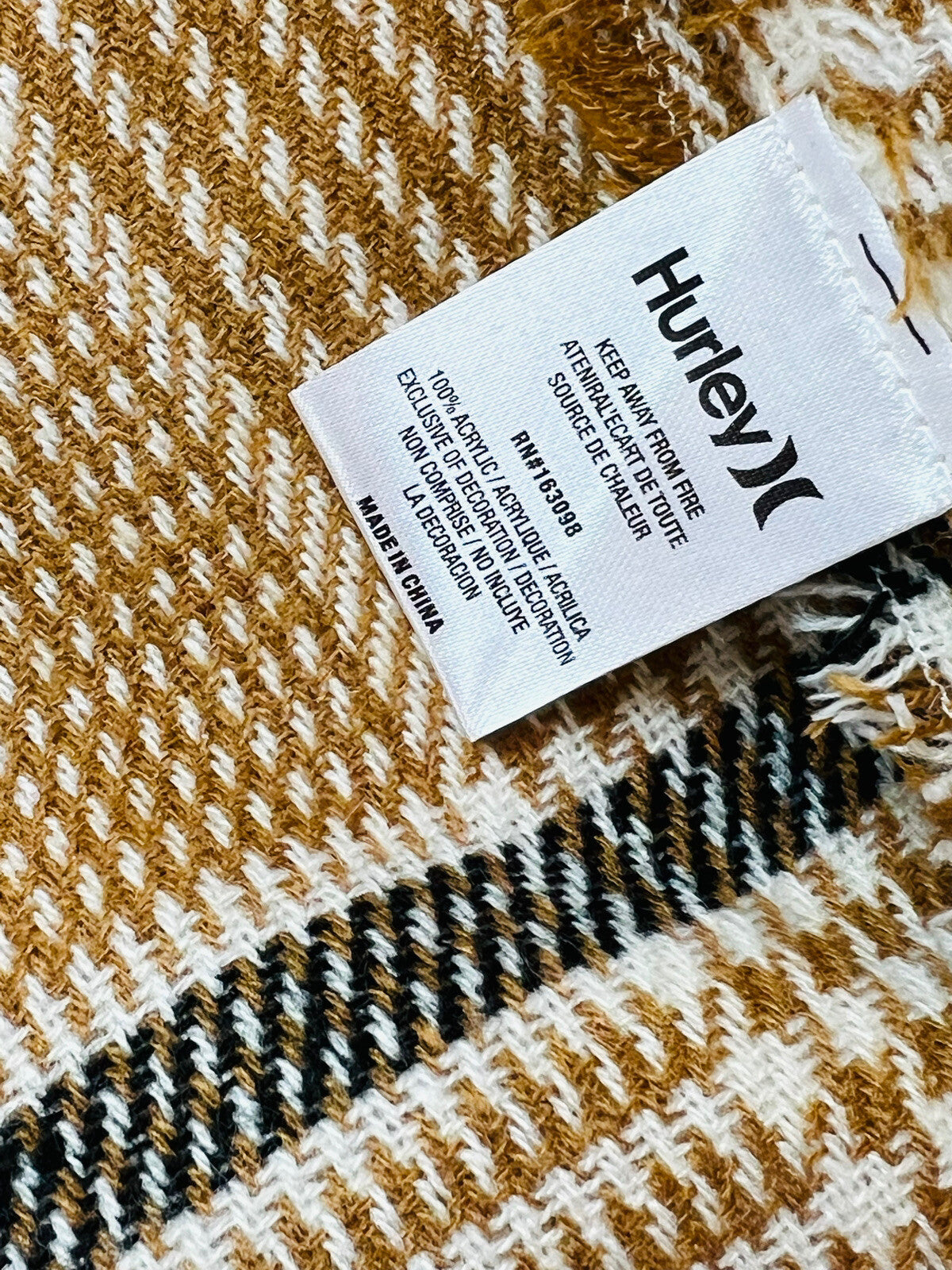 Hurley Women's Plaid Shawls Open Front Poncho Beige