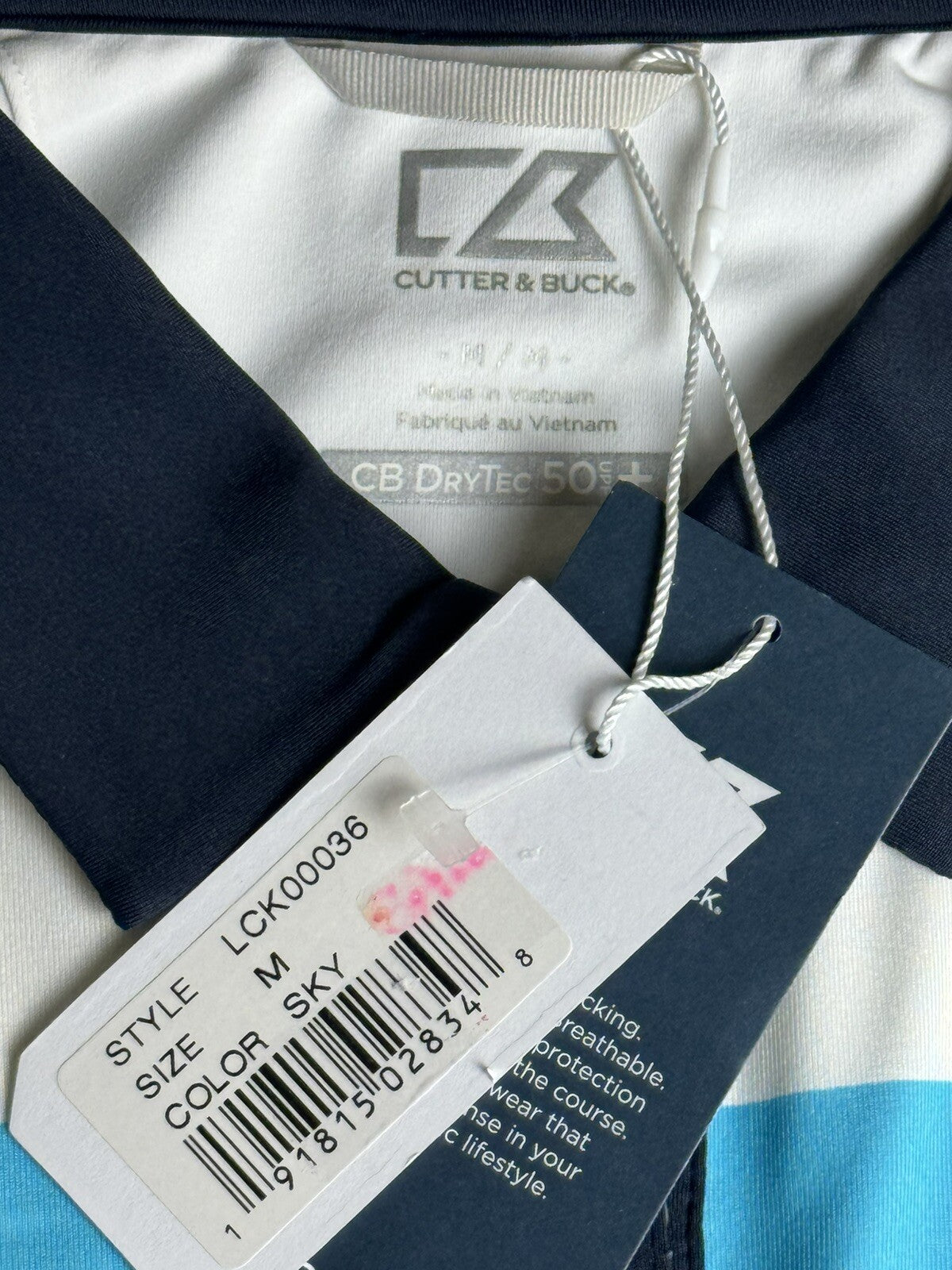 Cutter and Buck Women’s White Blue Polo Shirt Size M.     (B.68)