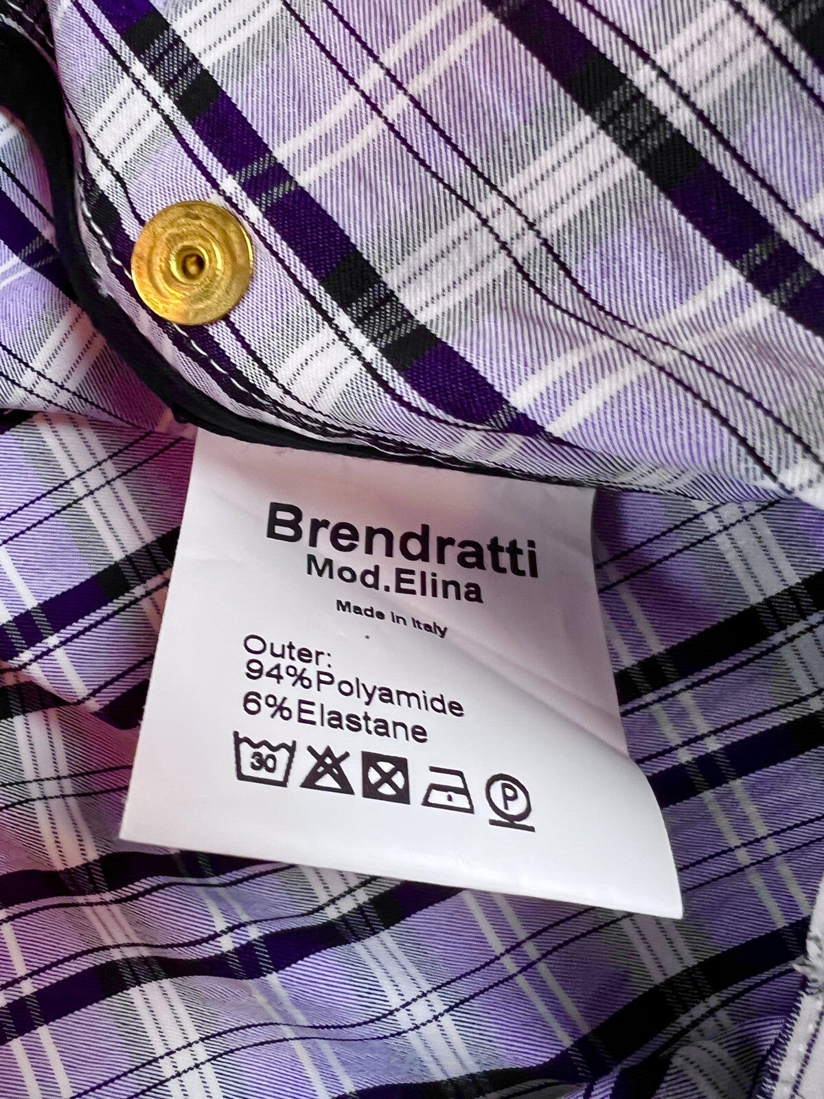 $235 Brendratti Women's Elina Purple Plaid Pants Sz XL  Ital 48.   (B.027)