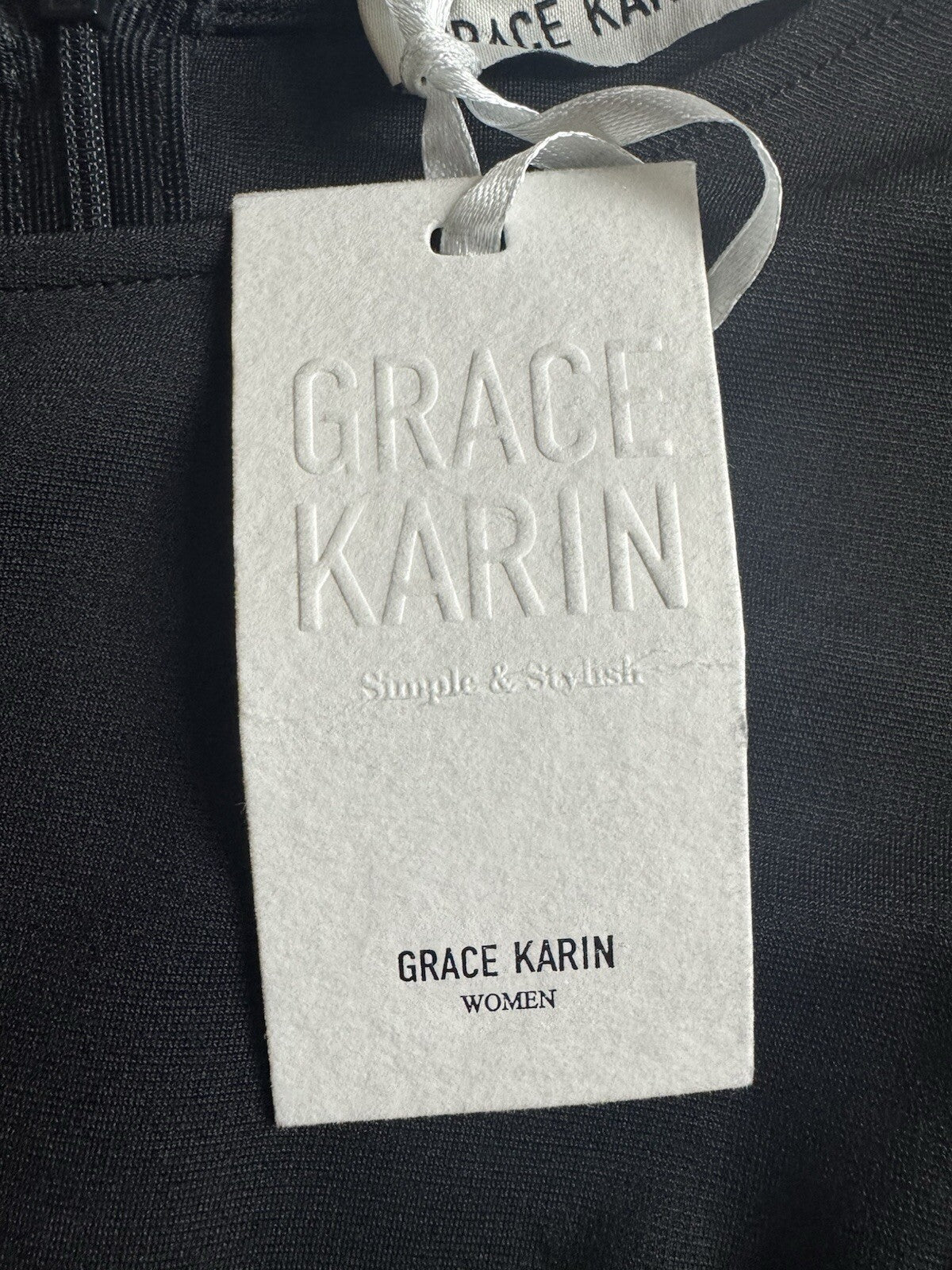 GRACE KARIN Women’s Round Neck Hips-Bodycon Pencil Dress Black Size L