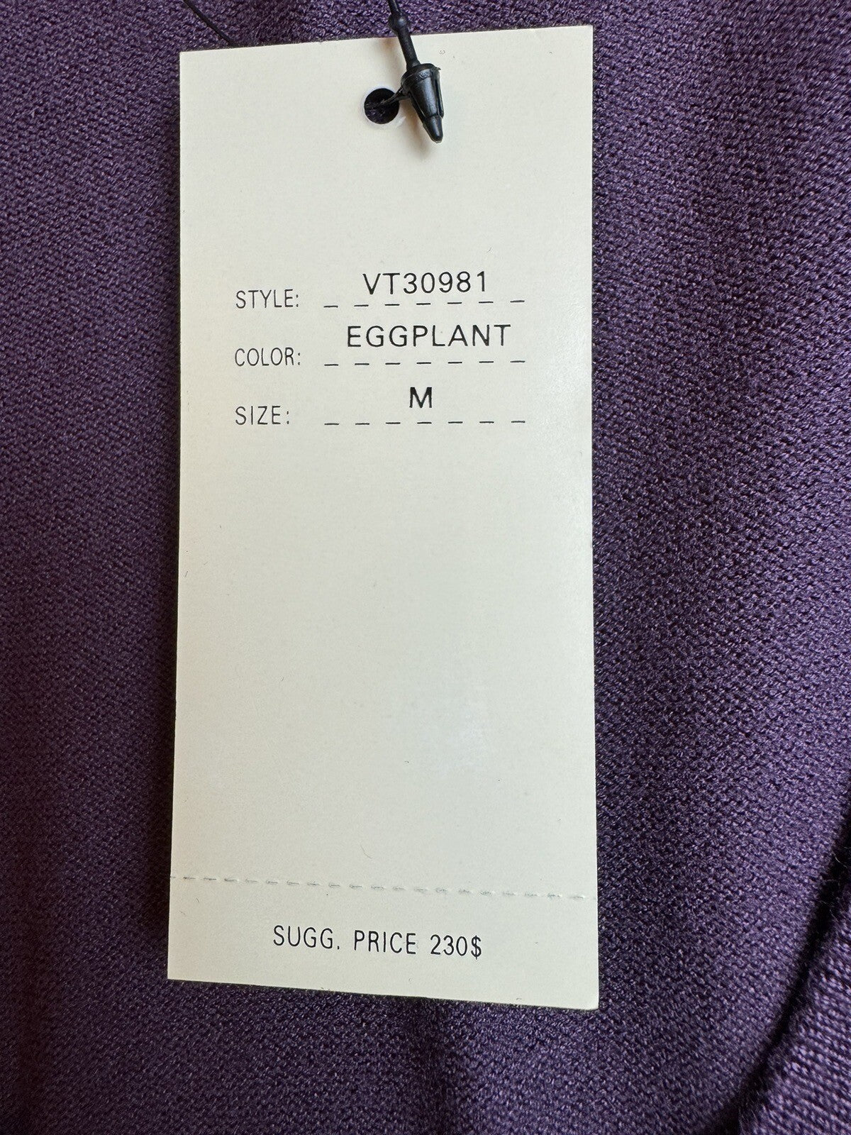 $230 Vertigo Paris Women’s Eggplant Color Top Size M      (B.68))