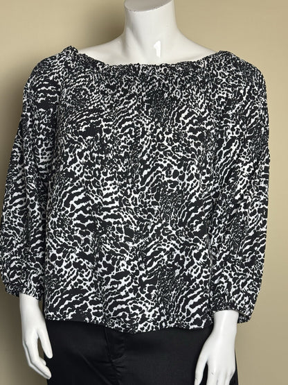 $98 Michael Kors Women’s Blouse Black White Size XL.  (B.136)